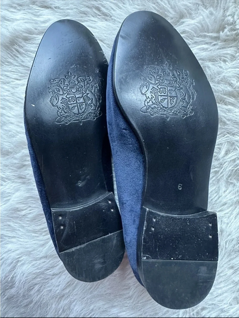 Bow-Tie Navy Blue slippers Velvet Slip-On Loafers Opera shoes